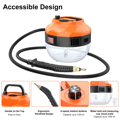 Upgrade Steam Cleaner Handheld, 2500W High Pressure Steam Cleaner for Home Use, Portable Steam Cleaning Machine, Car Steamer with Brushes, Steamer for Cleaning Upholstery Grout Tile Kitchen Bathroom