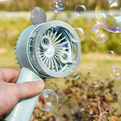 A small fan that can blow bubbles