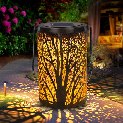 Solar hollow forest candlestick lamp
