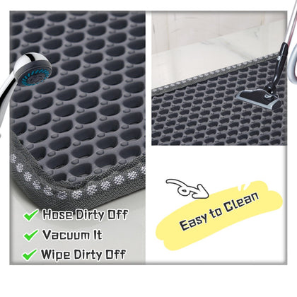 Cat Litter Mat, Kitty Litter Trapping Mat, Double Layer Mats with MiLi Shape Scratching design, Urine Waterproof, Easy Clean, Scatter Control  21