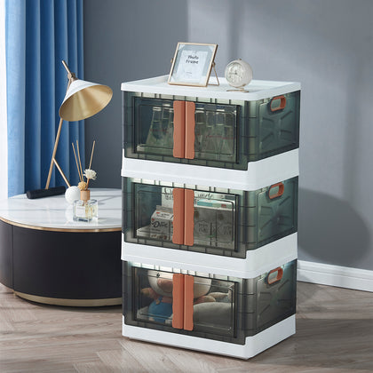 Folding Storage Bin，Storage Cabinet with Lids and Wheels