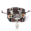 Woven leather wooden bead bracelet