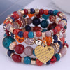 Bohemian Beads Heart Pendant Bracelet