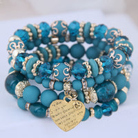Bohemian Beads Heart Pendant Bracelet