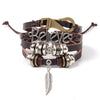 Woven leather wooden bead bracelet