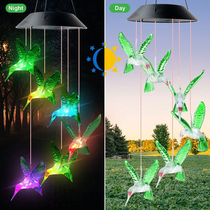 Solar butterfly wind chime lamp