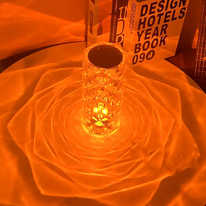 Spanish rose crystal table lamp bedroom touch night light vibrato petal diamond atmosphere lamp