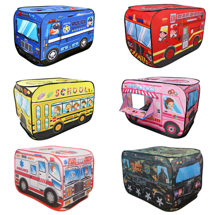 Kids Children Tent Popup Play Tent Toy Outdoor Foldable Playhouse Fire Truck Police Car Game House Bus Tent Indoor Outdoor Game