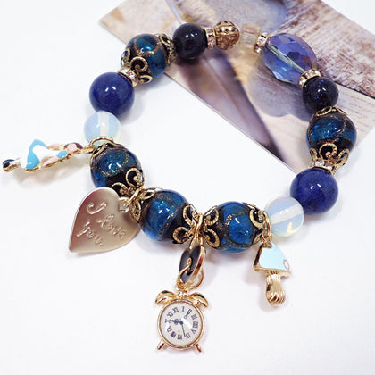 Vintage glazed blue sandstone bracelet