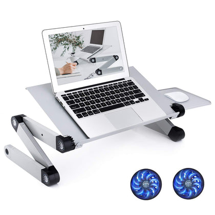 Adjustable laptop stand, RAINBEAN laptop desk with 2 CPU cooling USB fans