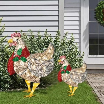 LAST DAY 50% OFF - Light-Up Chicken with Scarf Holiday Decoration